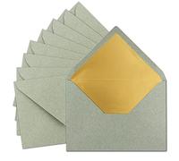 50 x DIN C5 envelopes, 15.6 x 22 cm, made from kraft paper in natural grey (grey) with golden silk lining, wet adhesive, blank envelopes made from recycled paper, UmWelt series.