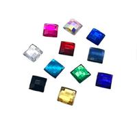 50 x EIMASS® Assorted Colours Acrylic Shapes Flat Back Crystals, Rhinestones, gems Diamante, Gift Idea (Mixed Colours Square, 10mm)