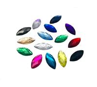 50 x EIMASS® Assorted Colours Acrylic Shapes Flat Back Crystals, Rhinestones, gems Diamante, Gift Idea (Mixed Colours Navette Horse Eye, 9x20mm)
