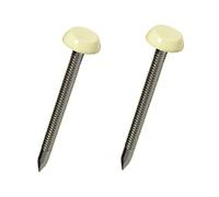 50 x French Beige UPVC 40mm Poly Top Pins Plastic Headed Fascia Fixings