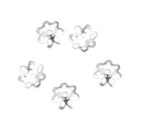 50 x Genuine Bright 925 Sterling Silver 6mm Flowery Round Bead Caps (Compatible With Swarovski Crystalized #5000 Round Preciosa Etc...) ss118 by Adabele