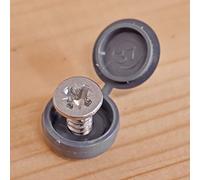 50 x Graphite Grey Hinged Screw Cover Caps Pozi Phillips Pan Head Countersunk