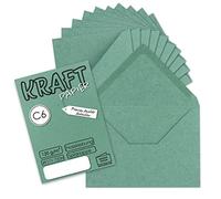 50 x Kraft Paper Envelopes DIN C6 Eucalyptus Green - 11.4 x 16.2 cm Without Window - Vintage Envelopes with Wet Adhesive Pointed Flap - NEUSER PAPIER