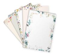 50 x Letter Paper Mix, Colourful Flower Pattern Paper Mix 5 Designs, A4 Design Paper, Elegant Design Paper, Printed on Both Sides, Set