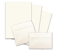 50 x Letter Paper Sets A4 with C6 Envelopes, Self-Adhesive, Natural White, Matte Writing Paper with Envelopes, FarbenFroh by Gustav Neuser