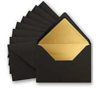 50 x metallic gold lined envelopes DIN C5, black, 156 x 220 mm, wet seal with pointed flap - FarbenFroh by Gustav Neuser.