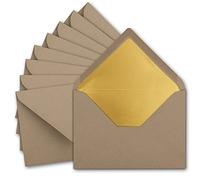 50 x metallic gold lined envelopes DIN C5, cappuccino (brown) 156 x 220 mm, wet seal with pointed flap - FarbenFroh by Gustav Neuser.