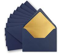 50 x metallic gold lined envelopes DIN C5, dark blue, 156 x 220 mm, wet seal with pointed flap - FarbenFroh by Gustav Neuser.