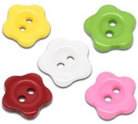 50 x Mixed Flower Shaped 12mm Resin Buttons, Great for Crafts, Knitting, Sewing, Haberdashery