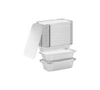 50 x No.6 Aluminium Foil Container [11x21x6cm] - pack of 50 No6 Foil Containers with Lids - 725ml - Aluminium Takeaway Food Containers Oven & Freezer Safe - (NOTE Bigger Than NO6A Sizes)