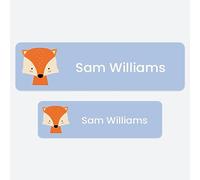50 x No Iron Medium Personalised Stick On Waterproof Washable Name Labels Great for Clothes, School Uniform, Equipment, Shoes and Much More. School, Nursery, Day Care, Hospital - Cute Fox