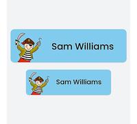 50 x No Iron Medium Personalised Stick On Waterproof Washable Name Labels Great for Clothes, School Uniform, Equipment, Shoes and Much More. School, Nursery, Day Care, Hospital - Pirate