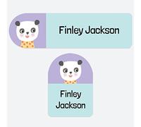 50 x No Iron Personalised Stick On Waterproof Washable Name Labels Great for Clothes, School Uniform, Equipment, Shoes. School, Nursery, Day Care, Hospital - Panda Spots