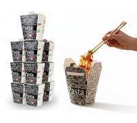 50 x Noodle Boxes 26oz 750ml Takeaway Food Containers, White Disposable Chinese Takeaway Medium, Greaseproof Cardboard for Noodles Rice Box Pasta Curry, Catering Street Food Packaging