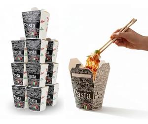 50 x Noodle Boxes 26oz 750ml Takeaway Food Containers, White Disposable Chinese Takeaway Medium, Greaseproof Cardboard for Noodles Rice Box Pasta Curry, Catering Street Food Packaging