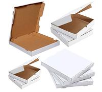 50 x Pizza Boxes 9" Flat Cardboard Postal Takeaway Style Plain White Boxes