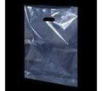 50 x Plastic Carrier Bags - Clear - 10" x 12" x 4"