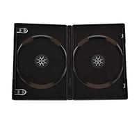 50 x Premium Quality Black Double DVD CD Blu Ray Disc Cases with a 14mm Spine and Plastic Sleeve for Inserting Artwork and Internal Booklet Clips