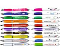 50 x Promotional Personalised Pens - Personalised Rubber Ballpoint Pens for School, Work, and Events - UV printed vibrant colors, with large branding space