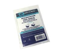 50 x QUALICARE RESUSCITATION FACE SHIELD MOUTH TO MOUTH POLYTHENE COVER FILTER PAD