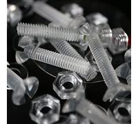 50 x Slotted Countersunk Screws. Bolts, Nuts, Washers, M4 x 20mm - Transparent Clear, Acrylic Plastic Screws