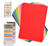 50 x TIMESETL Felt Fabric 20 x 30 cm 50 Colours Felt Sheets Sheets Patchwork Felt Fabric Craft Projects Patchwork with 21 Colours Embroidery Thread + 16 Embroidery Needles