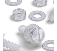 50 x Transparent Clear Plastic Acrylic Thumbscrews, knurled, M4 x 10mm, (5/32 x 25/64 in), nuts, bolts, washers