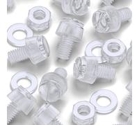 50 x Transparent Clear Plastic Acrylic Thumbscrews, knurled, M6 x 10mm, (15/64 x 3/8 in), nuts, bolts, washers