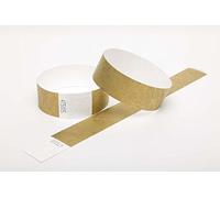 50 x Tyvek Wristbands Waterproof, Tear-Resistant Event Wristbands for parties, events, festivals, crowd management - 1 inch 25 mm (Gold)