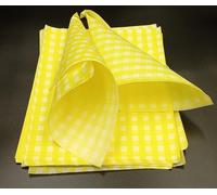 50 x Yellow Gingham Greaseproof Paper Sheets - 25cm x 20cm | Small Burger Chips Food Wrap for Bakery, Sandwiches, Snacks