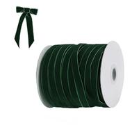 50 Yard 10mm Velvet Ribbon, Red Green Velvet Ribbons, Soft Luxurious Burgundy Velvets Ribbon, Christmas Ribbons Roll for Gift Wrapping Crafts Wedding Decor Festival Party Supplies (Dark Green)