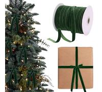 50 Yard Green Velvet Ribbon,Dark Green Ribbon 10mm for Christmas Tree Decorations,Crafts, Holiday Parties, Weddings (Dark Green)