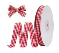 50 Yards Red Gingham Ribbon - Classic Buffalo Plaid Craft Ribbon for Halloween, Christmas, DIY Gift Wrapping