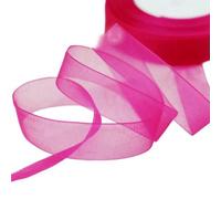 (50 Yards/roll) Organza Ribbon Wholesale Wrapping Decoration Christmas Silk Ribbons lace Fabric 12/15/20/25/40/50mm-Rose Red-12mm