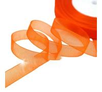 (50 Yards/roll) Organza Ribbon Wholesale Wrapping Decoration Christmas Silk Ribbons lace Fabric 12/15/20/25/40/50mm-Orange-12mm