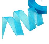 (50 Yards/roll) Organza Ribbon Wholesale Wrapping Decoration Christmas Silk Ribbons lace Fabric 12/15/20/25/40/50mm-Lake Blue-12mm