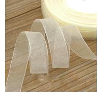 (50 Yards/roll) Organza Ribbon Wholesale Wrapping Decoration Christmas Silk Ribbons lace Fabric 12/15/20/25/40/50mm-Beige-12mm