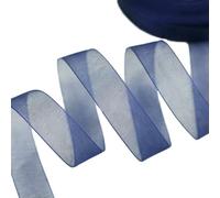 (50 Yards/roll) Organza Ribbon Wholesale Wrapping Decoration Christmas Silk Ribbons lace Fabric 12/15/20/25/40/50mm-dark blue-12mm