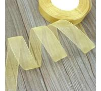 (50 Yards/roll) Organza Ribbon Wholesale Wrapping Decoration Christmas Silk Ribbons lace Fabric 12/15/20/25/40/50mm-Gold-12mm