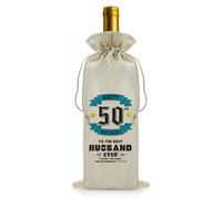 50 Year Old Birthday Gifts for Husband Reusable Wine Bottle Covers Husband Gift from Wife Congratulation 50th Birthday Party Decorations for Men Turning 50 Gift for Him Drawstring Wine Bottle Bag