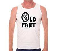 50 Year Old Fart Birthday Mens Vest Tank Gym Athletic Top X-Large White