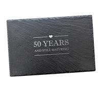 50 Years and Still Maturing' Funny Slate Chopping Board + Gift Box / 50th Birthday Gifts for Women and Men / 50th Joke Birthday Presents / 1969 Birthday Gifts/Funny Cheese Joke Gift