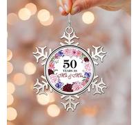 50 Years As Mr. And Mrs. Christmas Ornament, 50th Wedding for Couple, Wedding Anniversary Snowflake Ornament, Wreath Ceramic Christmas Tree Ornament Collectible Holiday Keepsake
