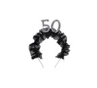 50 Years Headband with Fabric and Beads - Black