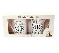 50 Years Mr & Mrs Mugs Amore Mug Set in A Gift Box