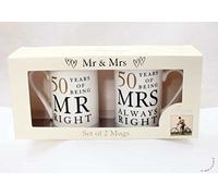 50 Years of Being Mr Right and Mrs Always Right Mugs 50th Golden Anniversary