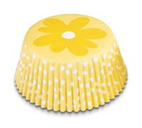 50 Yellow Muffin Cupcake Liners With Flower Pattern Ø 5 Cm Eva