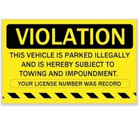 50 Yellow Parking Violation Stickers 5 x 8 Inch Vehicle Illegally Parked Parking Stickers with Permanent Adhesive