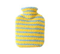 500/1000ML Plush Striped Hot Water Bottle, Leakproof PVC Bag | Premium soft plush cover, explosion-proof PVC material for targeted heat therapy and home use Yellow 500ML