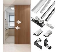 500 800 1000 mm Invisible Trackless Sliding Door System, Cuttable Ghost Door Track Hardware Kit Soft Close, Top Mount Pocket Door Rail with Roller(870mm (34.3"))